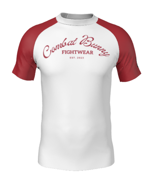 Men's Crimson and White Rash Guard Short Sleeve