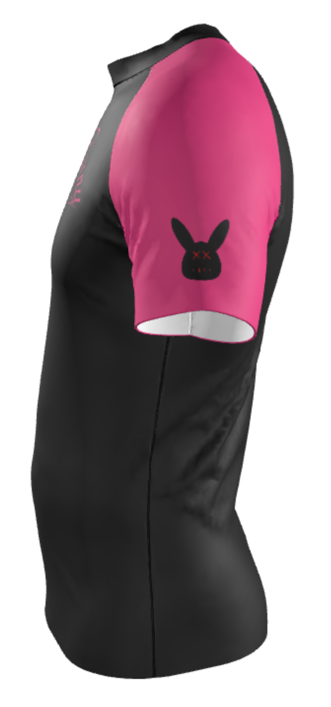 Men's Hot Pink and Black Rash Guard Short Sleeve