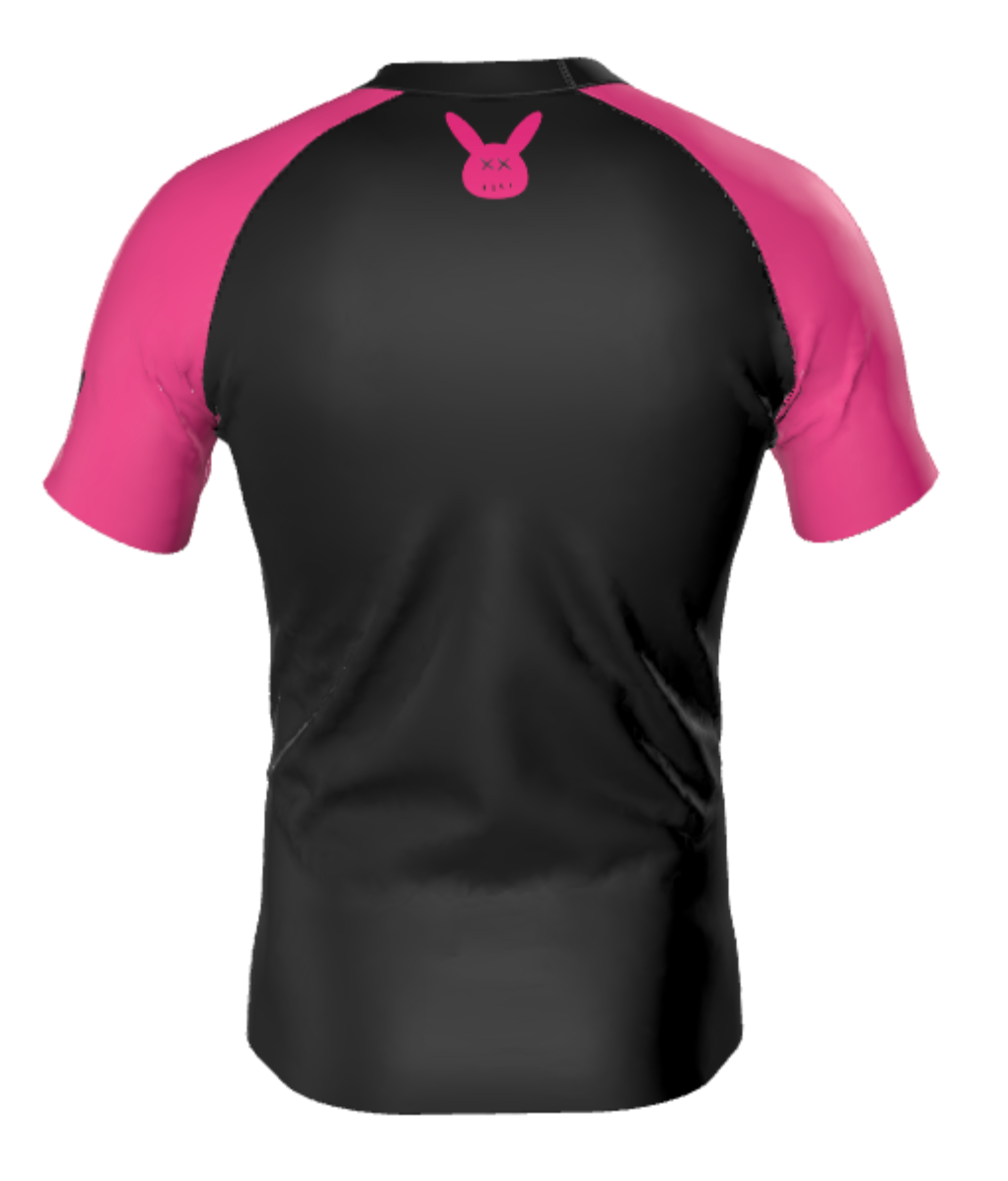 Men's Hot Pink and Black Rash Guard Short Sleeve