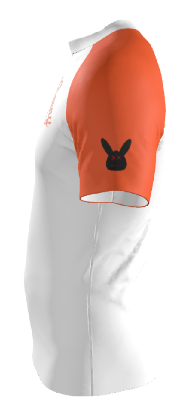 Men's White and Orange Rash Guard Short Sleeve