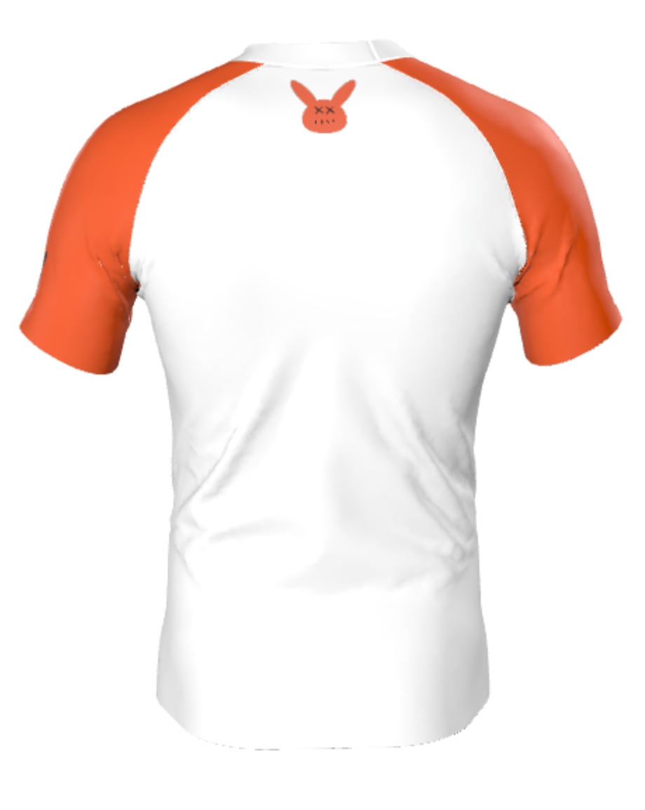 Men's White and Orange Rash Guard Short Sleeve