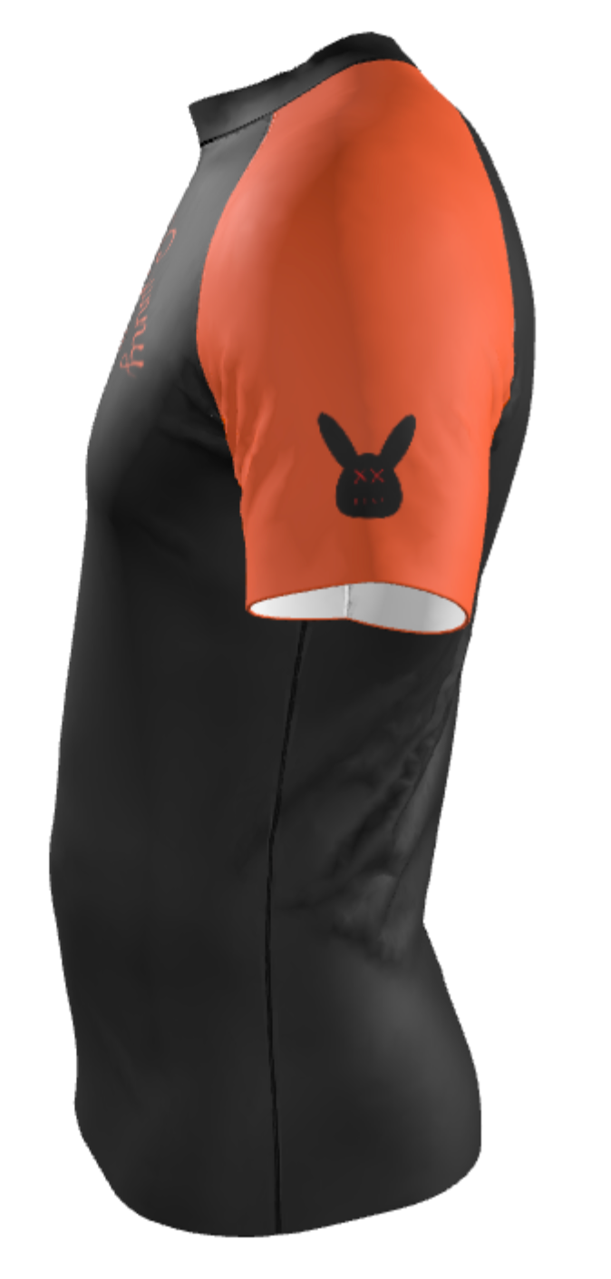 Men's Black and Orange Rash Guard Short Sleeve