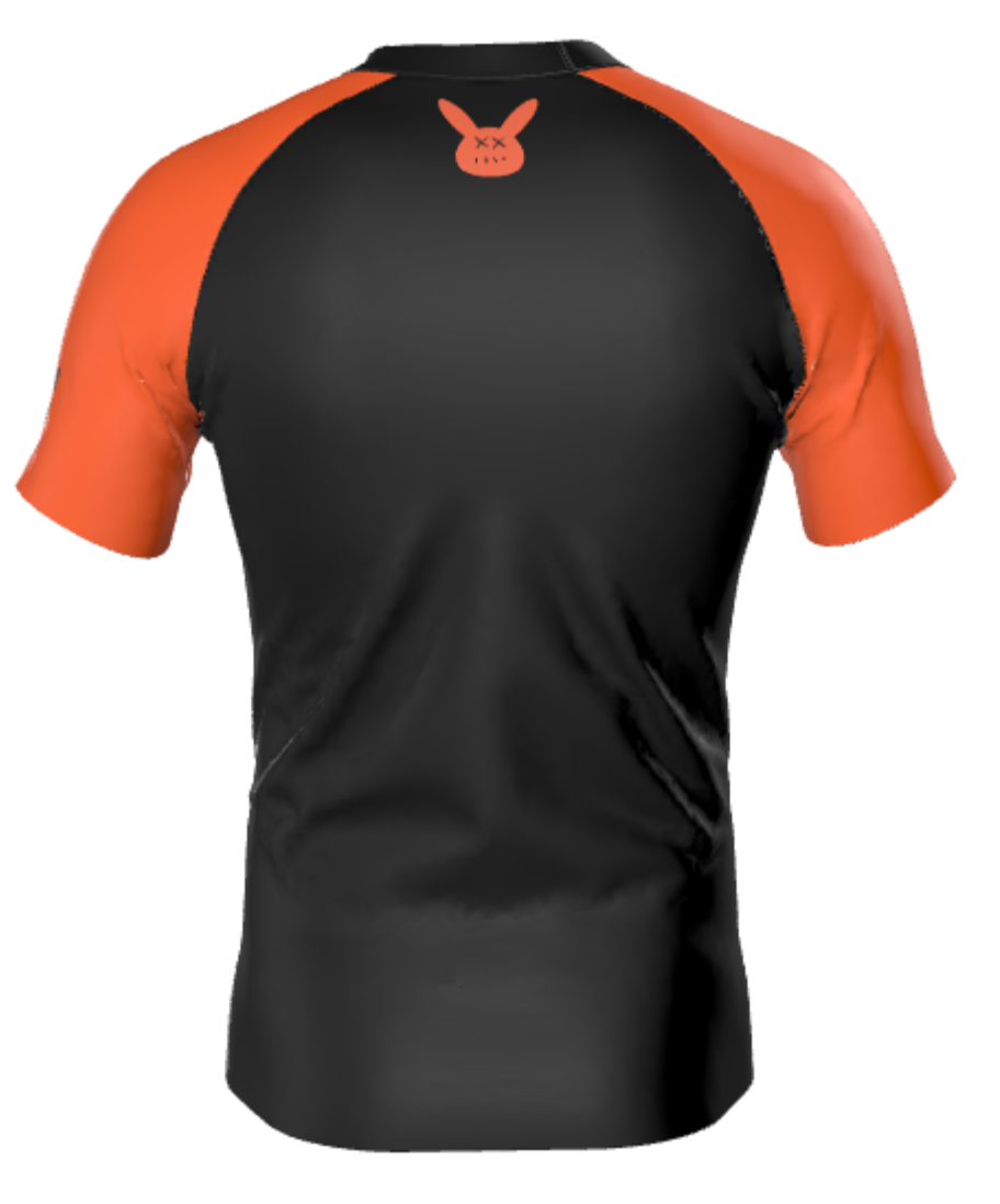 Men's Black and Orange Rash Guard Short Sleeve