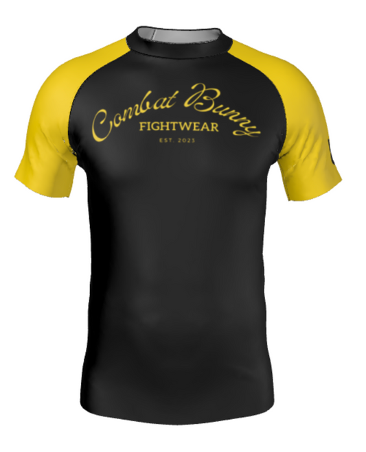 Men's Yellow and Black Rash Guard Short Sleeve