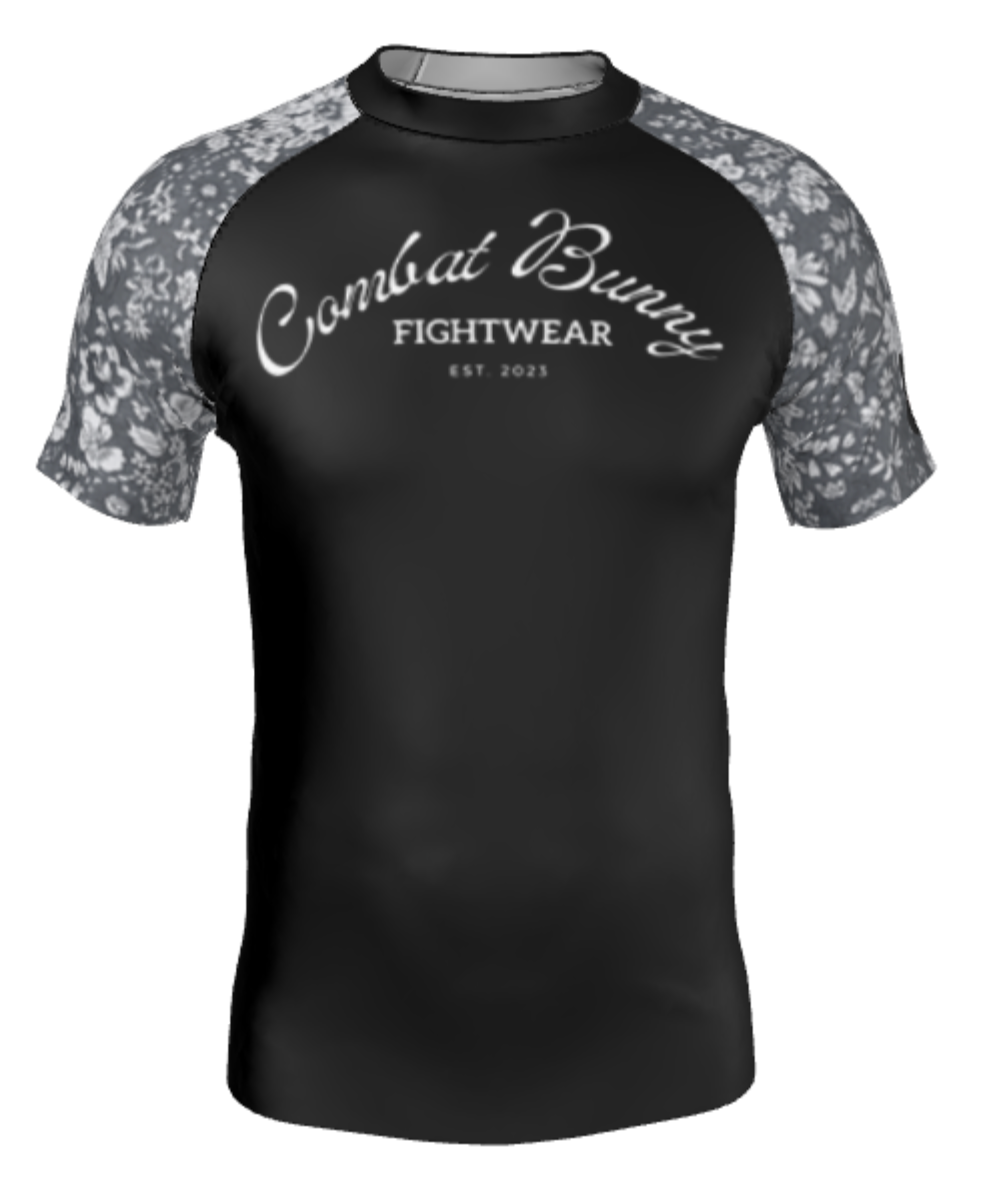 Men's Flowered Rash Guard Short Sleeve