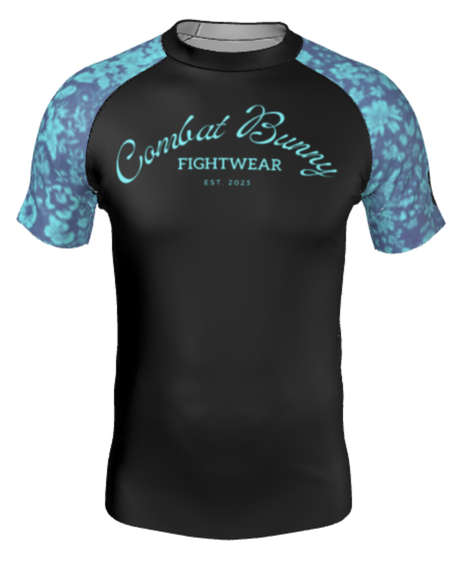 Men's Flowered Rash Guard Short Sleeve