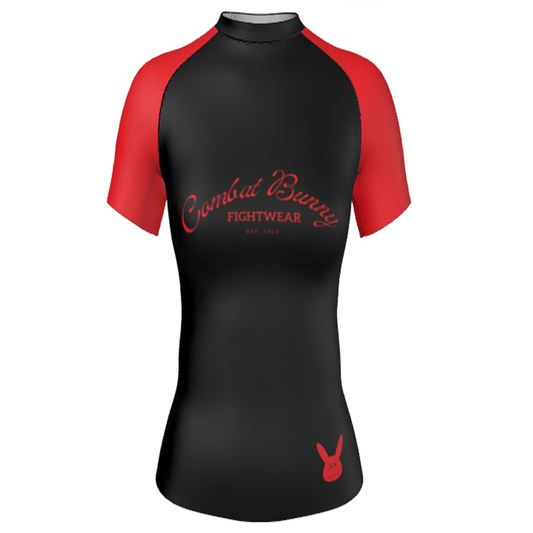 Women's Black Ranked Rash Guard Short Sleeve