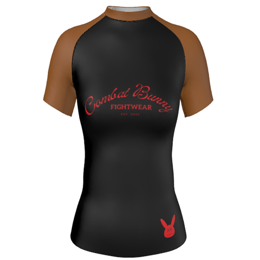 Women's Brown Ranked Rash Guard Short Sleeve