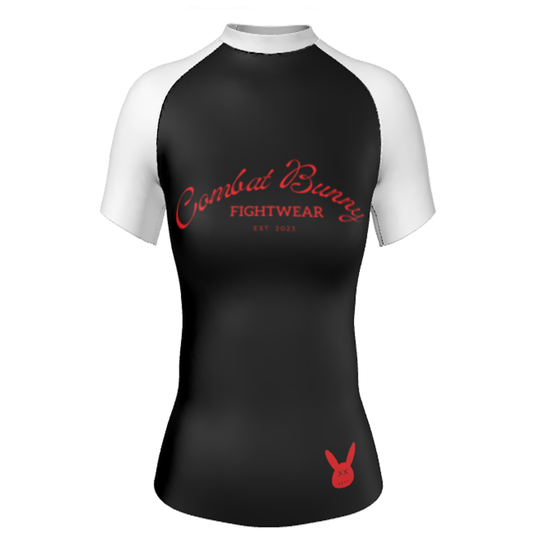 Women's White Ranked Rash Guard Short Sleeve