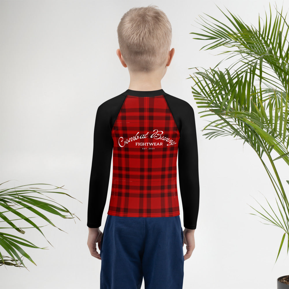 Kids Red Plaid Bunny Rash Guard