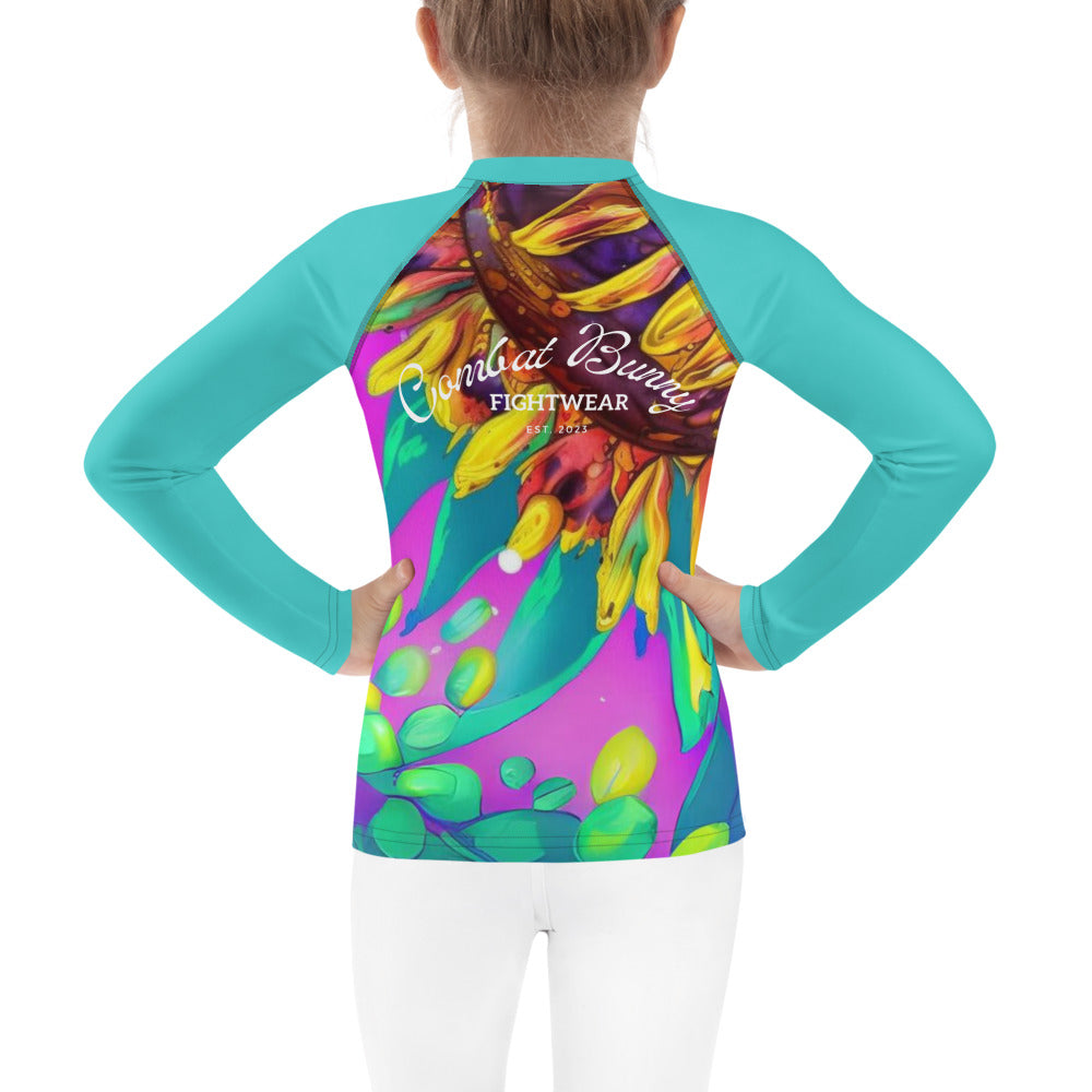 Kids Sun Flower Splatter Rash Guard