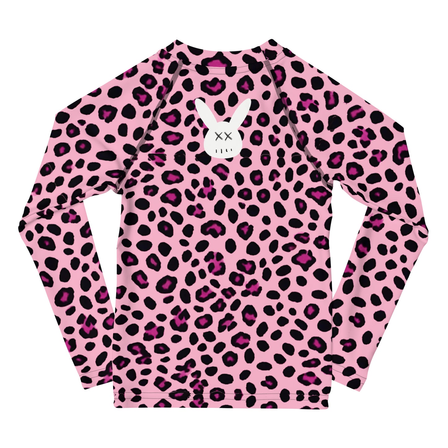 Kids Pink Leopard Print Long Sleeve Rash Guard