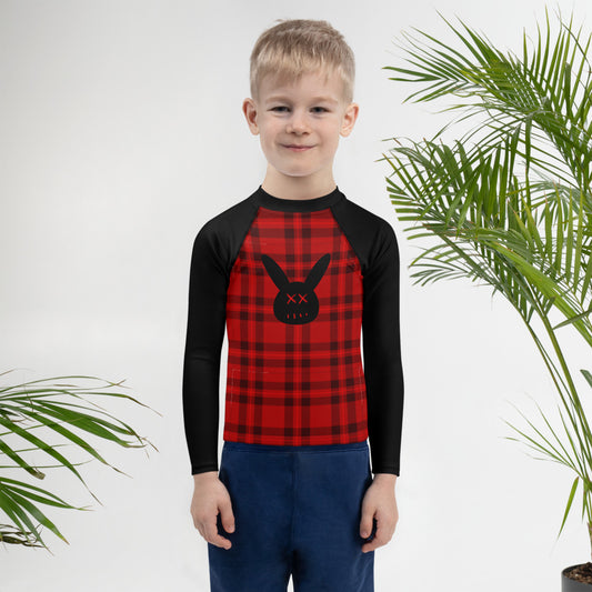 Kids Red Plaid Bunny Rash Guard