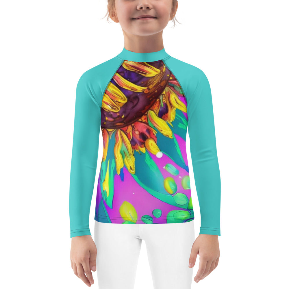 Kids Sun Flower Splatter Rash Guard