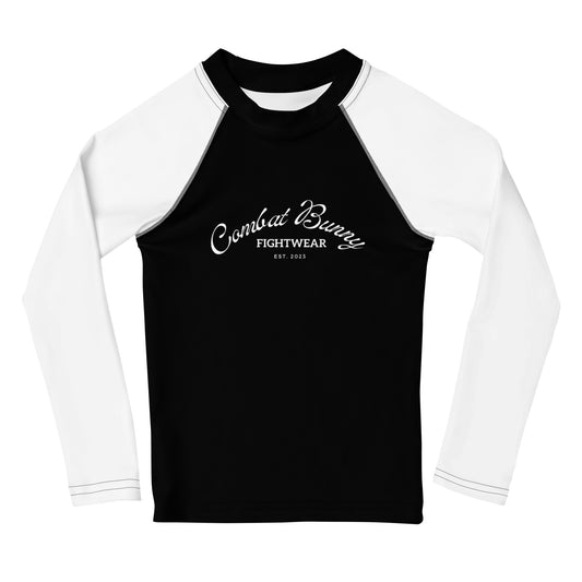 Kids White Ranked Long Sleeve Rash Guard