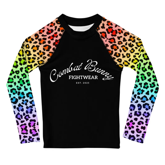 Kids Rainbow Leopard Long Sleeve Rash Guard