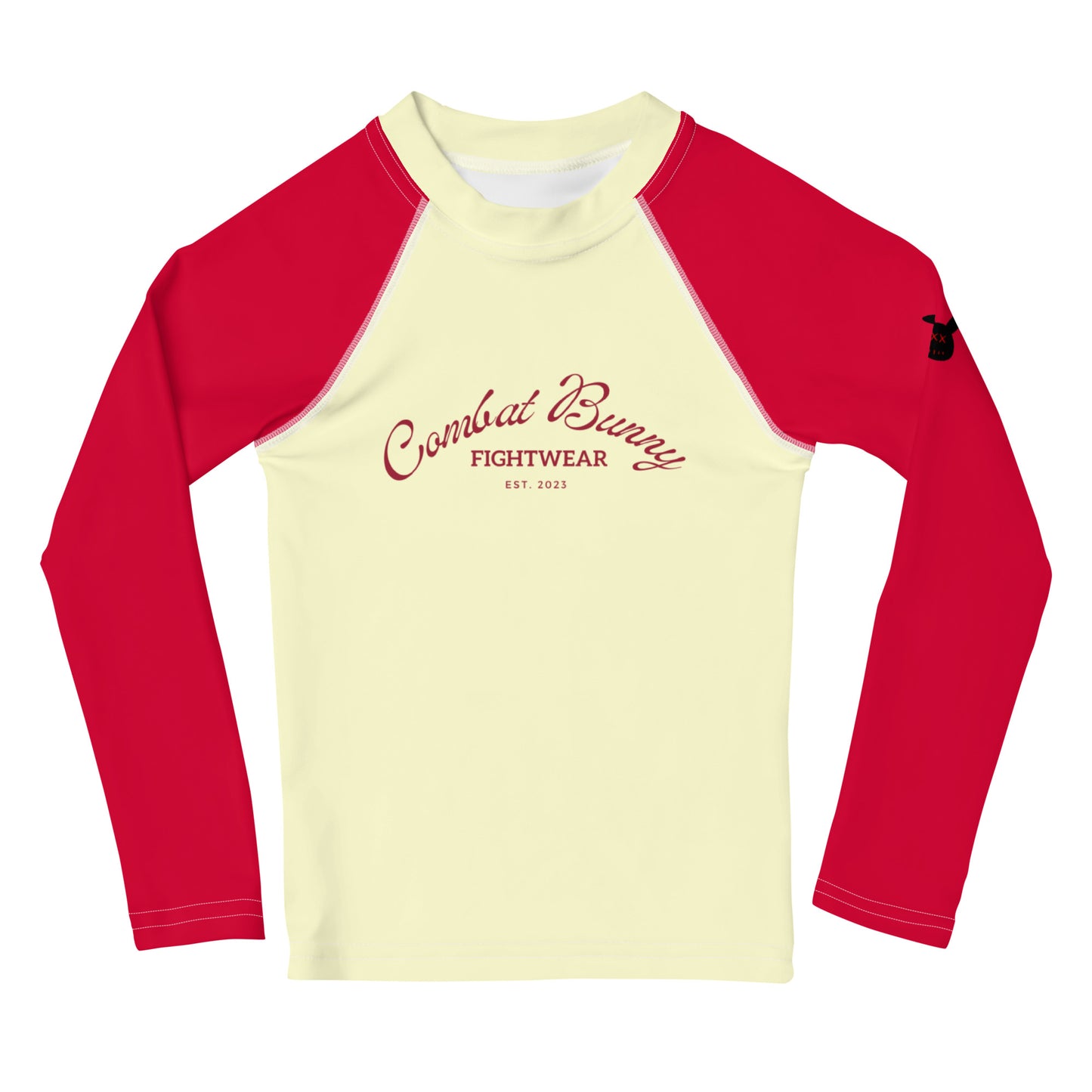 Little Kids Crimson and Cream Long Sleeve Rash Guard