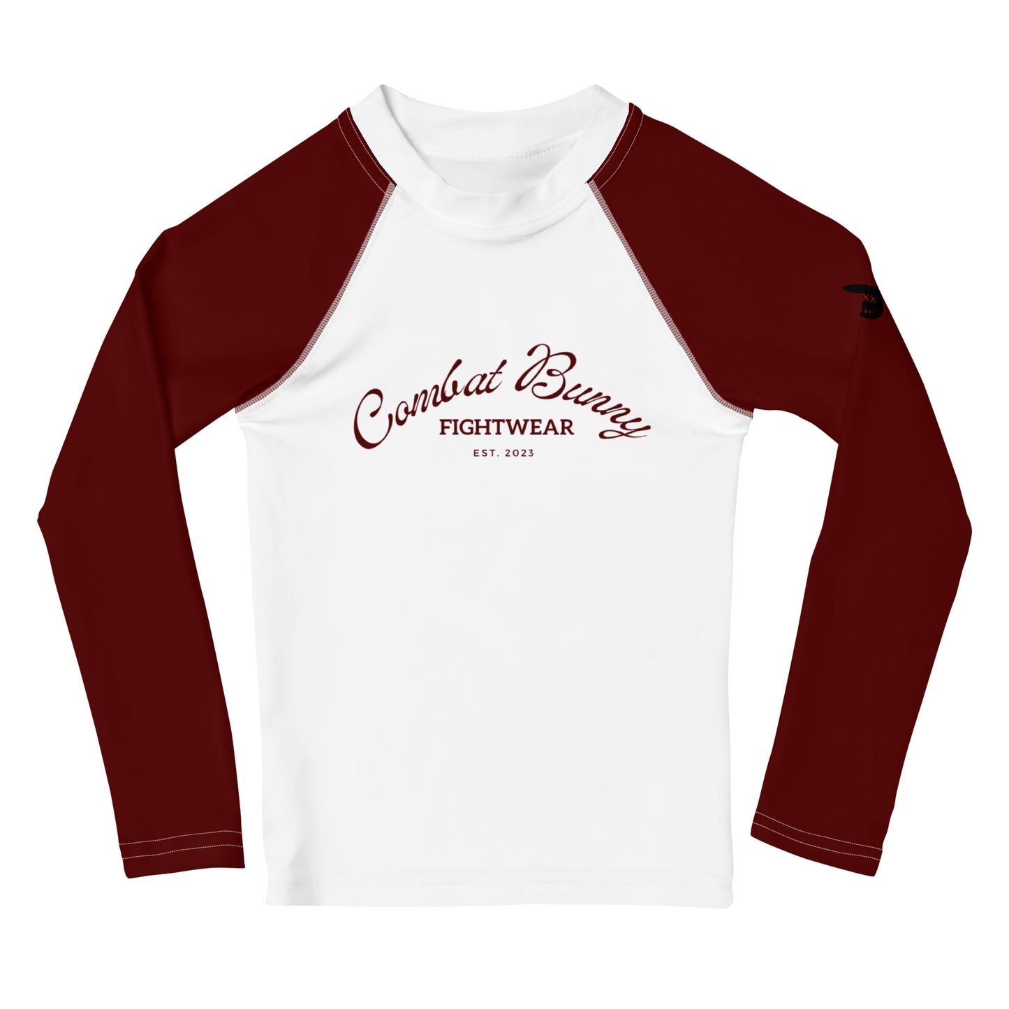 Little Kids Maroon and White Long Sleeve Rash Guard