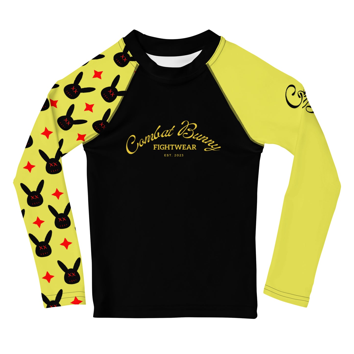 Little Kids Yellow with Bunnies Long Sleeve Rash Guard