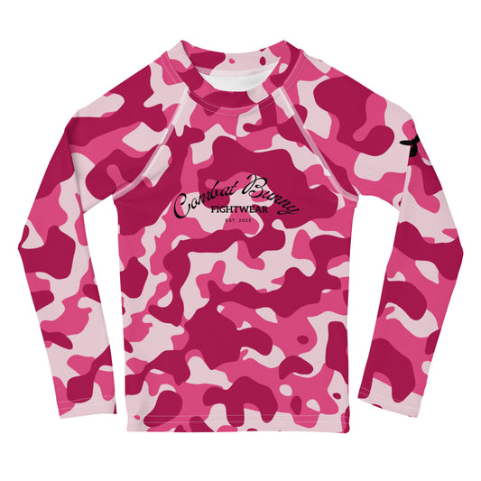 Kids Pink Camo Long Sleeve Rash Guard