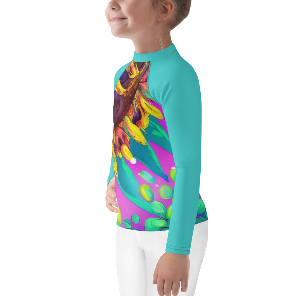 Kids Sun Flower Splatter Rash Guard