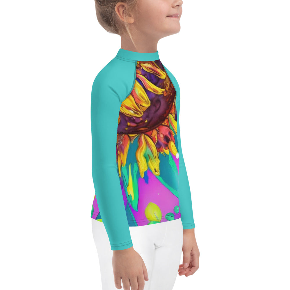 Kids Sun Flower Splatter Rash Guard