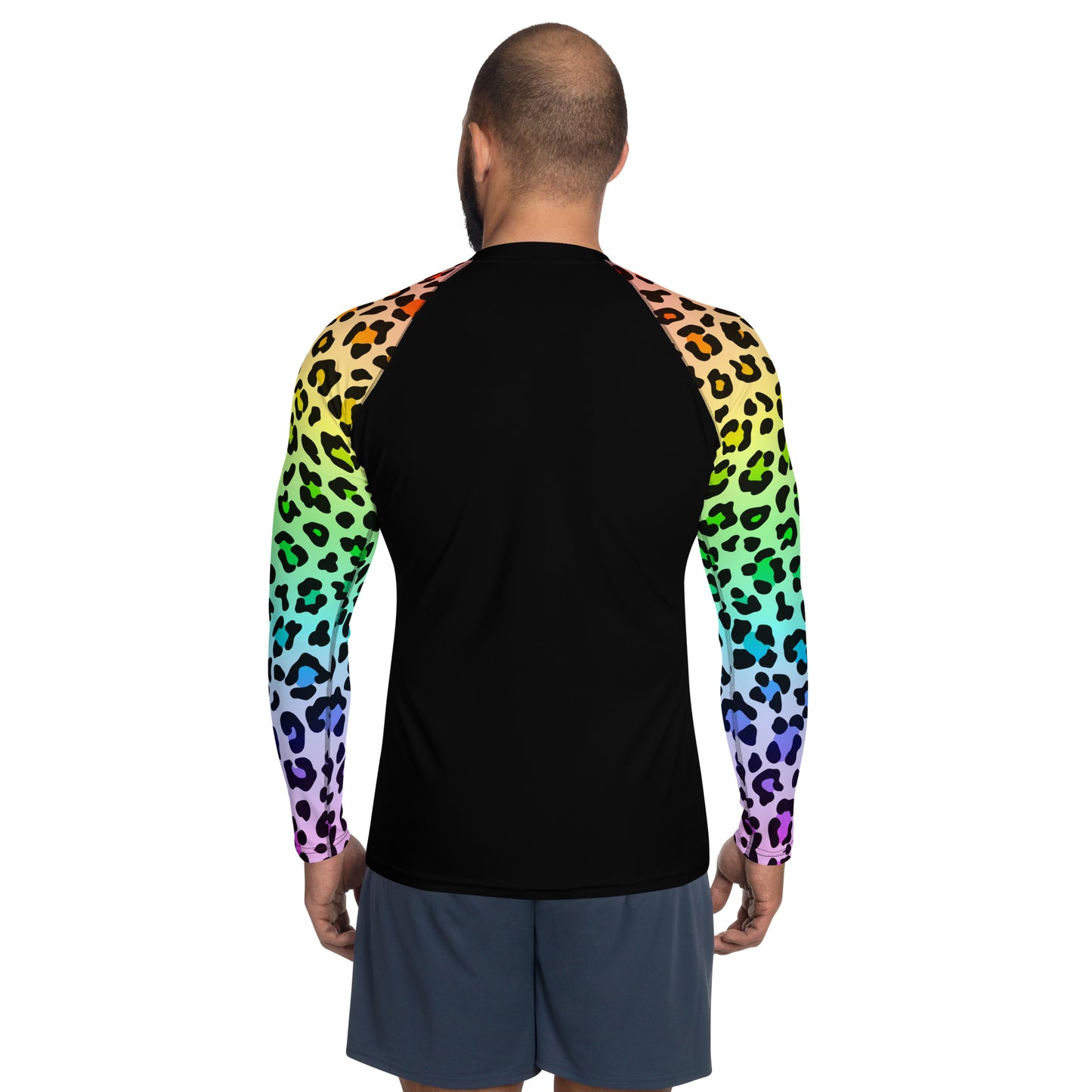 Men's Rainbow Leopard Print Rash Guard