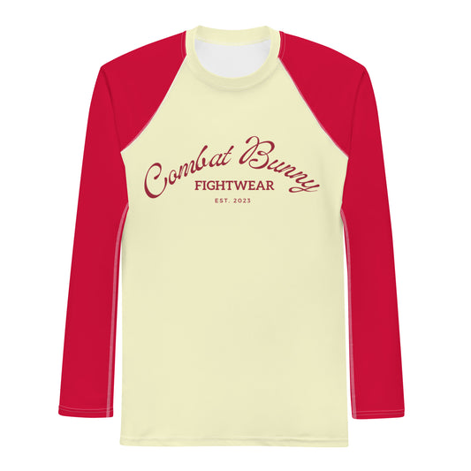 Men's Crimson and Cream Long Sleeve Rash Guard