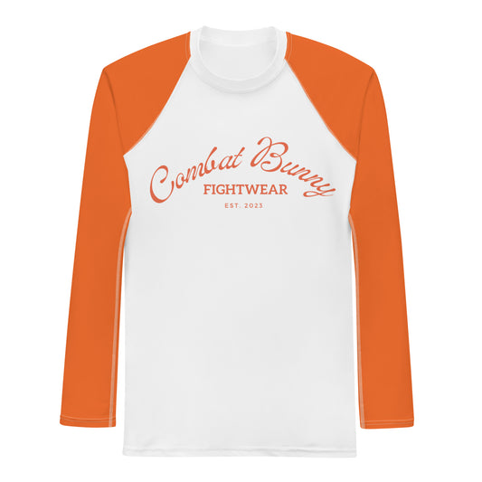 Men's Orange and White Long Sleeve Rash Guard