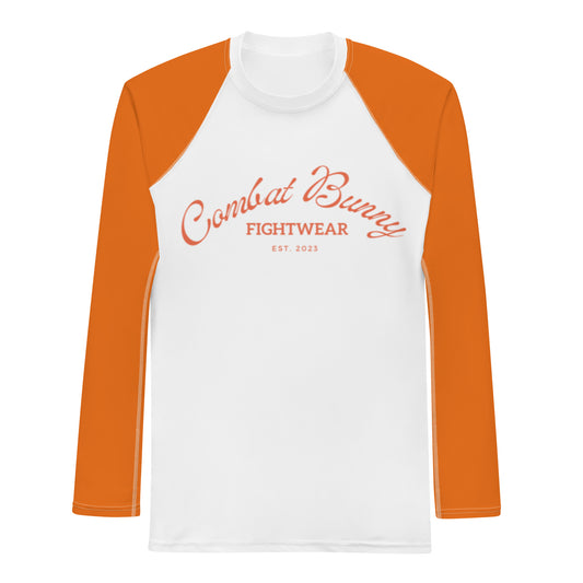 Men's Burnt Orange and White Long Sleeve Rash Guard