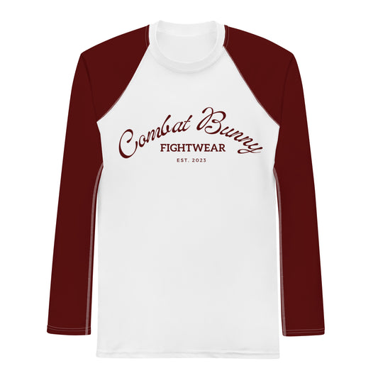 Men's Maroon and White Long Sleeve Rash Guard