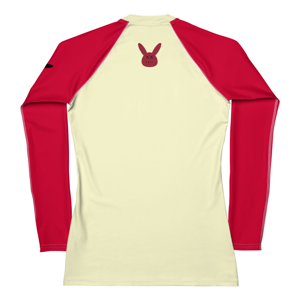 Women's Crimson and Cream Long Sleeve Rash Guard