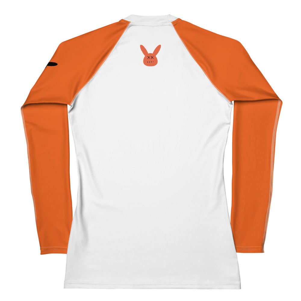 Women's Orange and White Long Sleeve Rash Guard