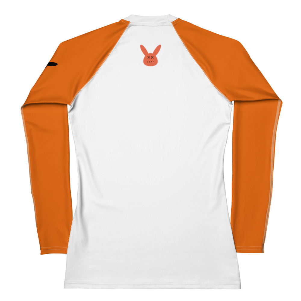 Women's Burnt Orange and White Long Sleeve Rash Guard