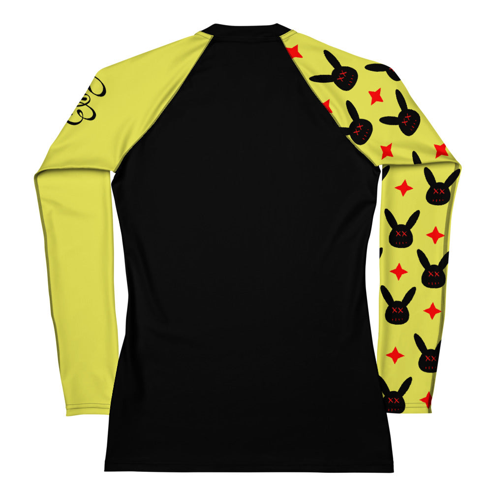 Women's Yellow with Bunnies Long Sleeve Rash Guard