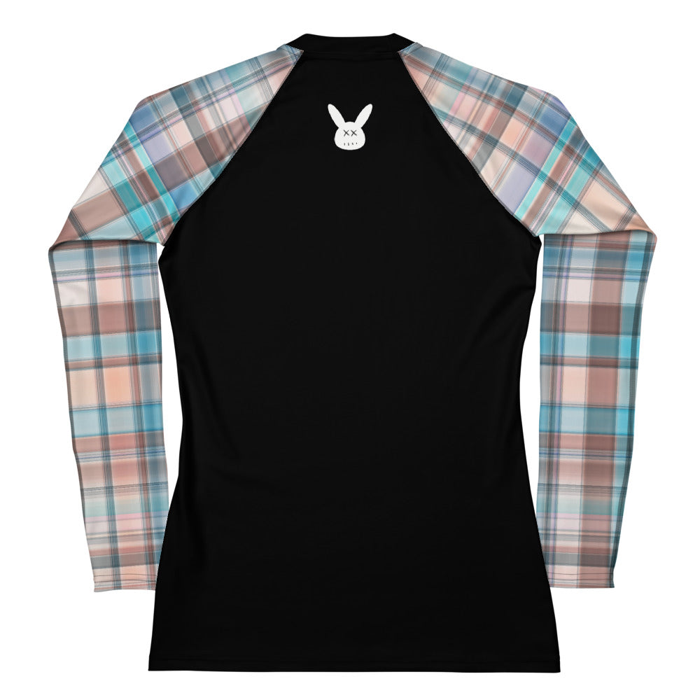 Women's Blue Plaid Rash Guard