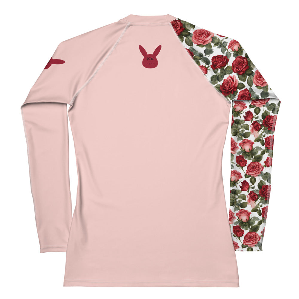 Women's Red Rose Long Sleeve Rash Guard