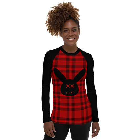 Women's Red Plaid Bunny Rash Guard