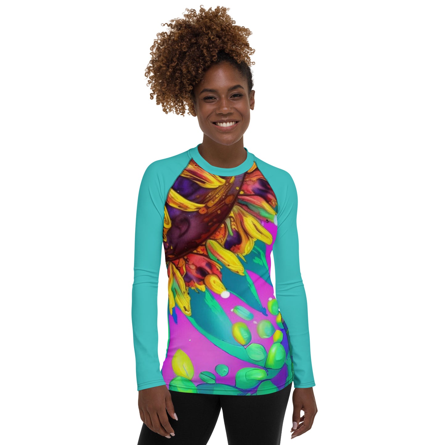 Women's Sun Flower Splatter Rash Guard