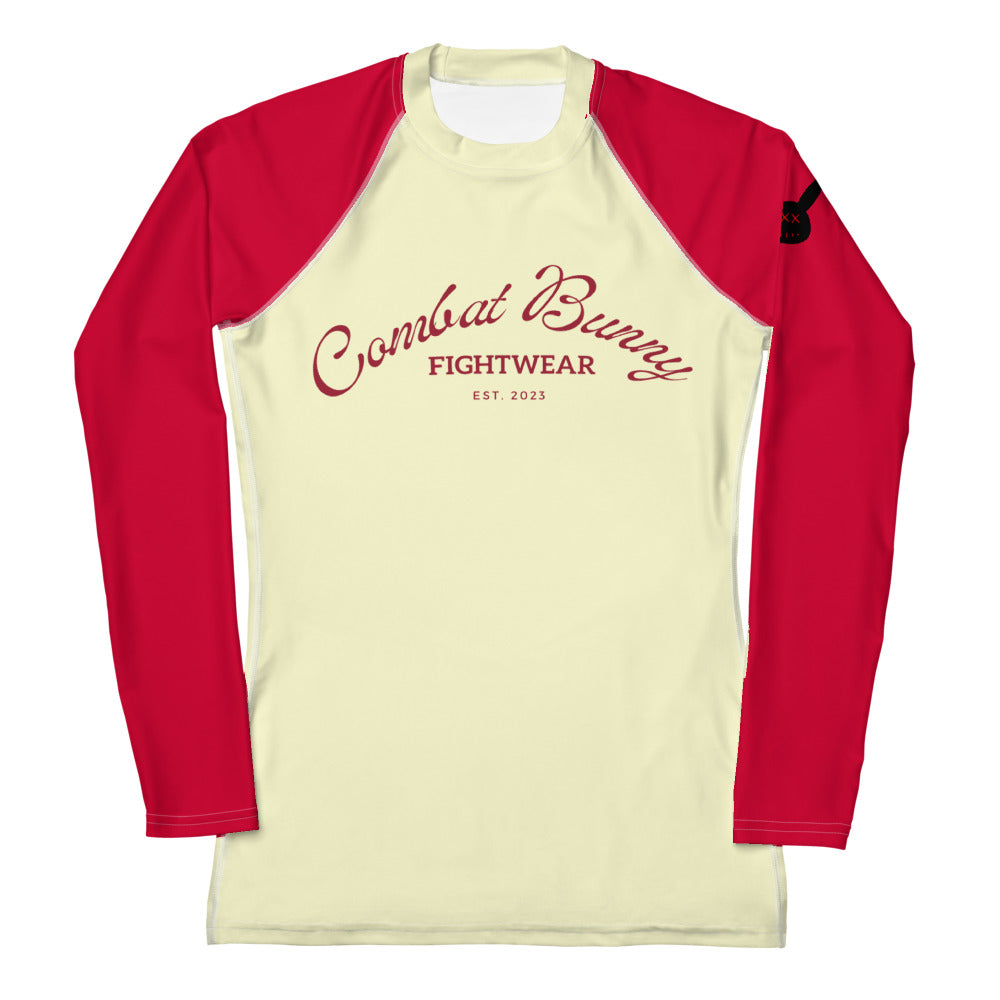 Women's Crimson and Cream Long Sleeve Rash Guard