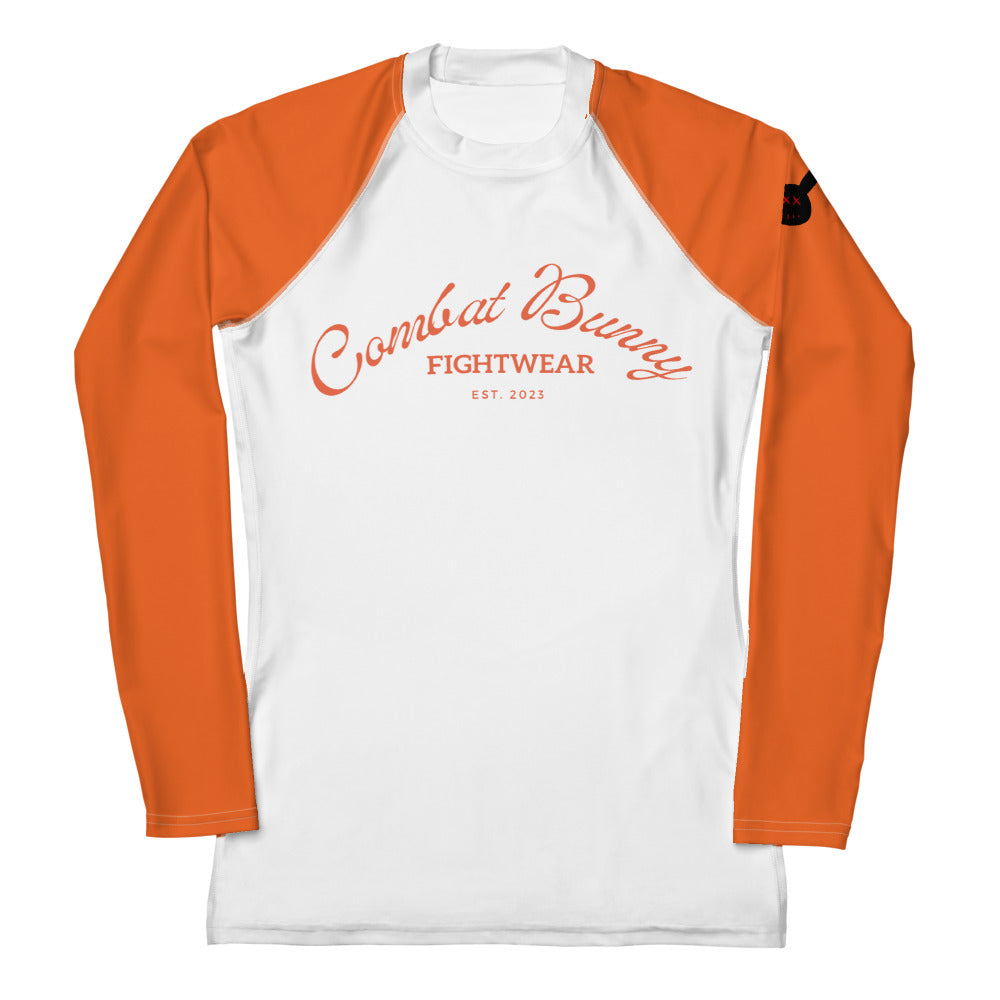 Women's Orange and White Long Sleeve Rash Guard