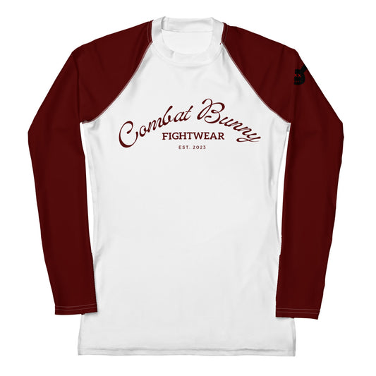 Women's Maroon and White Long Sleeve Rash Guard