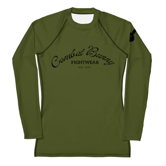 Women's Combat Green Long Sleeve Rash Guard