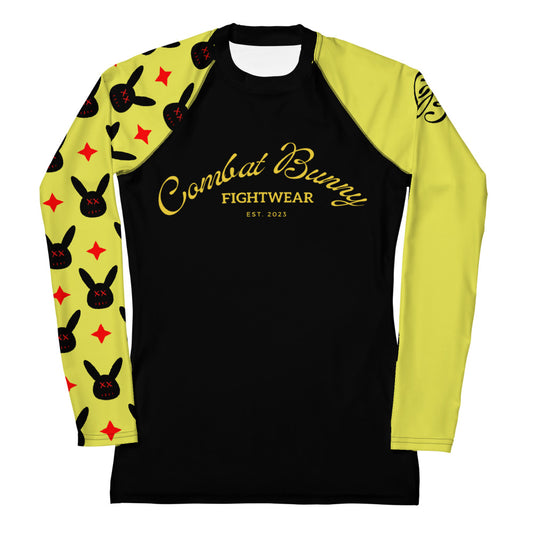 Women's Yellow with Bunnies Long Sleeve Rash Guard