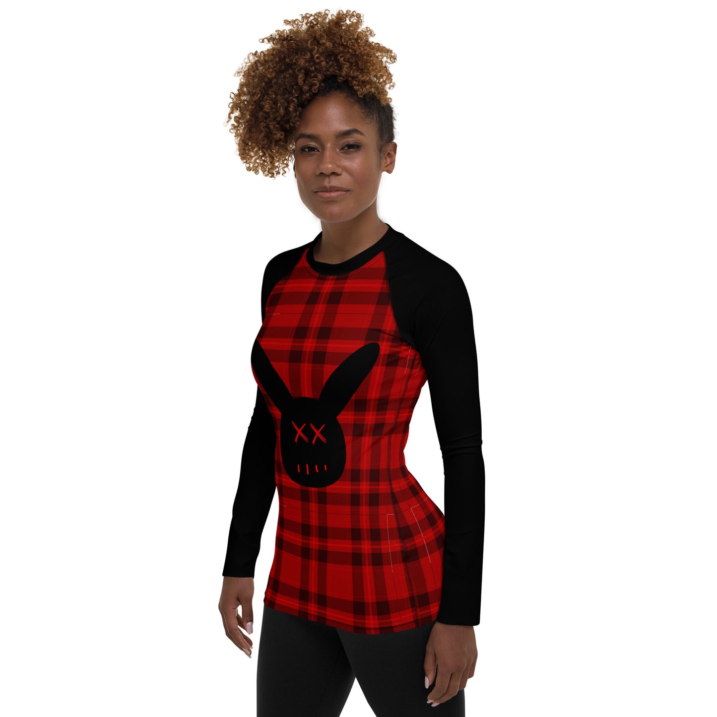 Women's Red Plaid Bunny Rash Guard