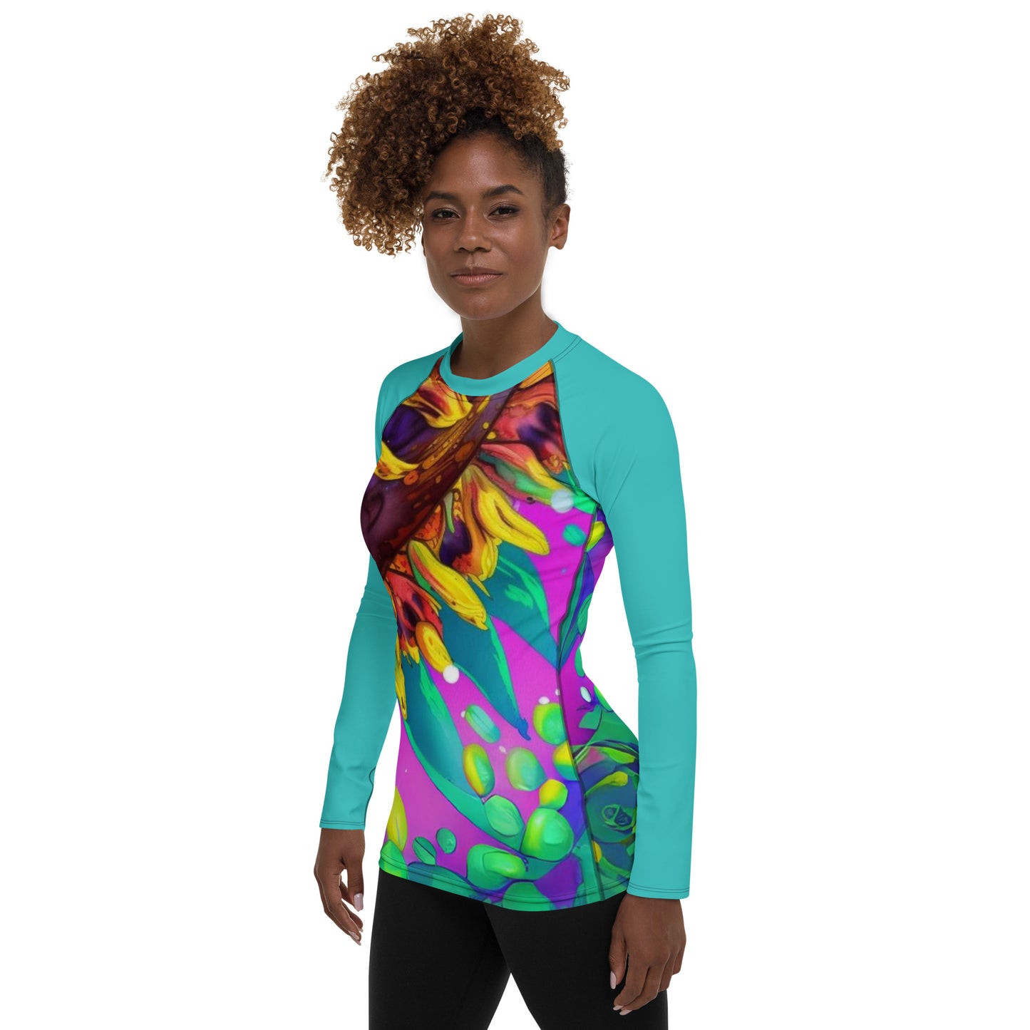 Women's Sun Flower Splatter Rash Guard