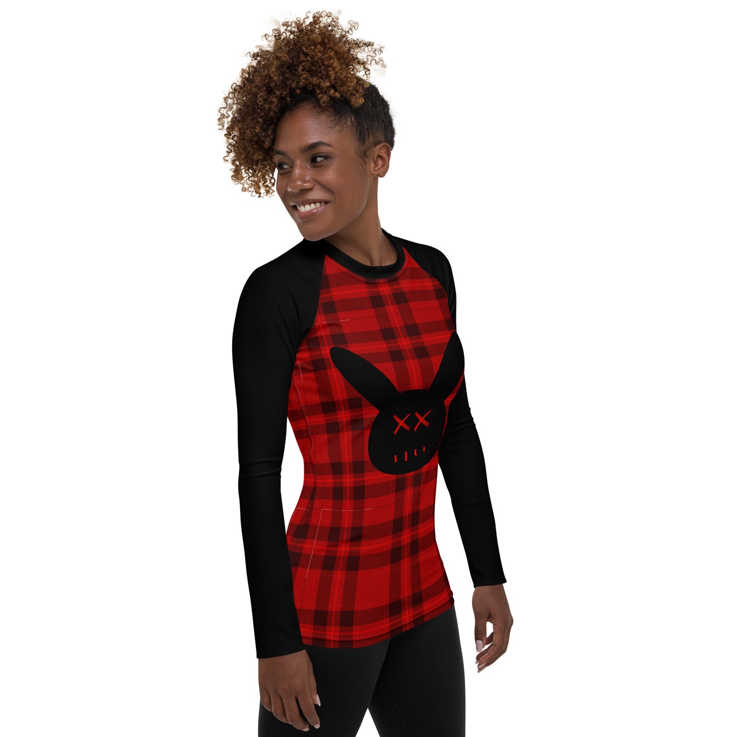 Women's Red Plaid Bunny Rash Guard