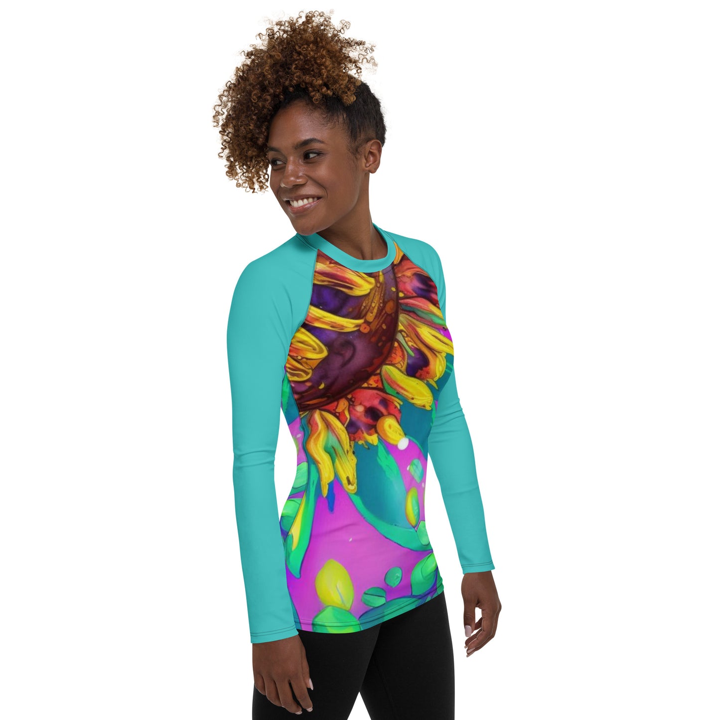 Women's Sun Flower Splatter Rash Guard