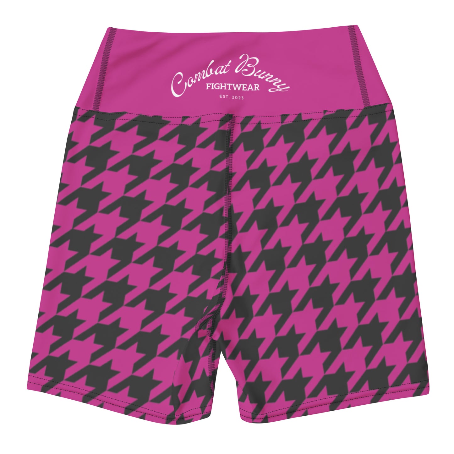 Women's Pink Houndstooth Yoga Shorts