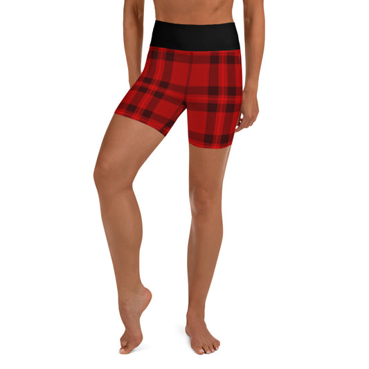 Red Plaid Yoga Shorts